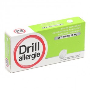 Drill allergie cétirizine 10mg 7 comprimés à sucer