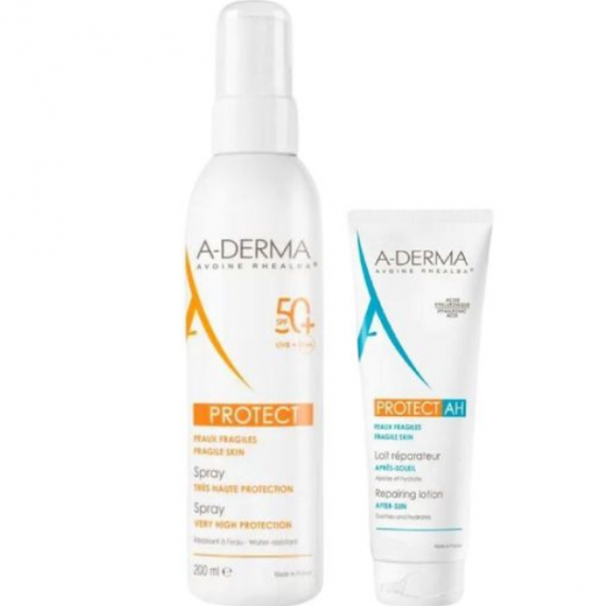 A-Derma Protect spf50+ Spray Peaux Fragiles 200ml+Lait Réparateur 100ml