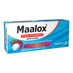 Maalox maux d'estomac sans sucre fruits rouges 40 comprimés