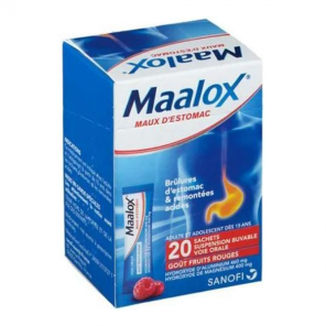 Maalox maux d'estomac suspension buvable fruits rouges 20 sachets